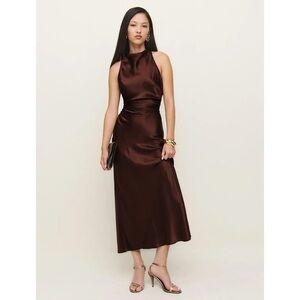 NWT Reformation Casette Silk Maxi Dress Mahogany 12